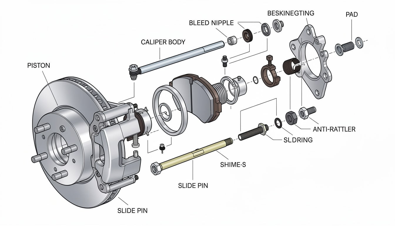 explorez la vue éclatée détaillée de l’étrier de frein pour peugeot 207 sw 2007, idéale pour comprendre chaque composant et faciliter les réparations.
